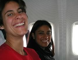 Annette and Veronica on the plane